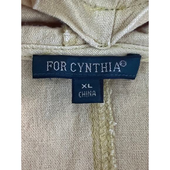 For Cynthia Mustard Yellow Linen HiLo Cowl Neck Lagenlook Sleeveless Dress XL - Picture 5 of 7